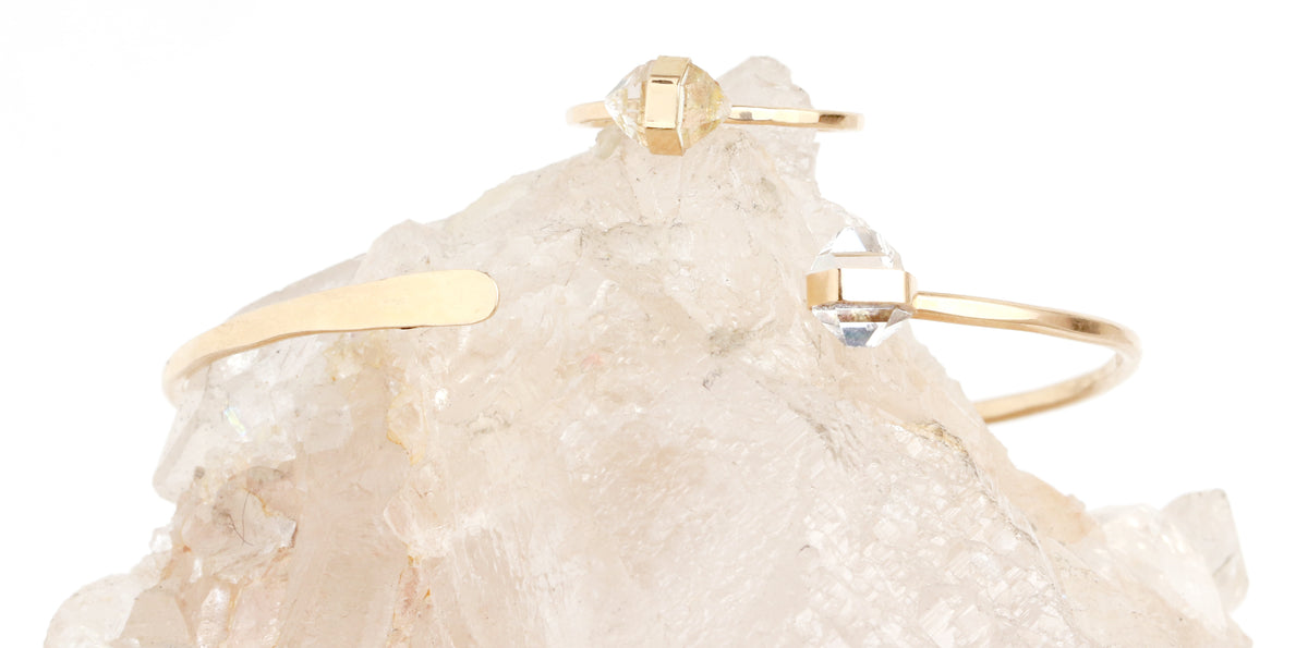 gold bezel wrapped herkimer jewelry