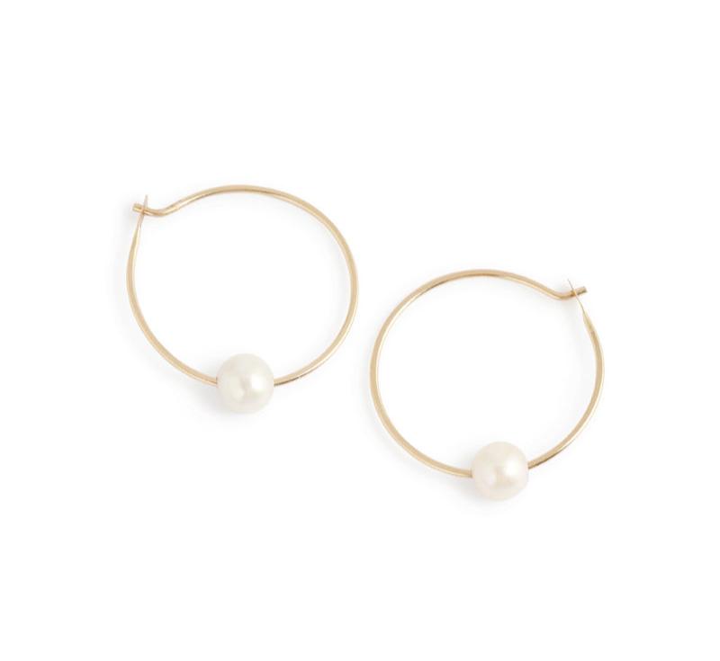 7/8 Inch Single Pearl Hoop Earrings Earrings 756A1392