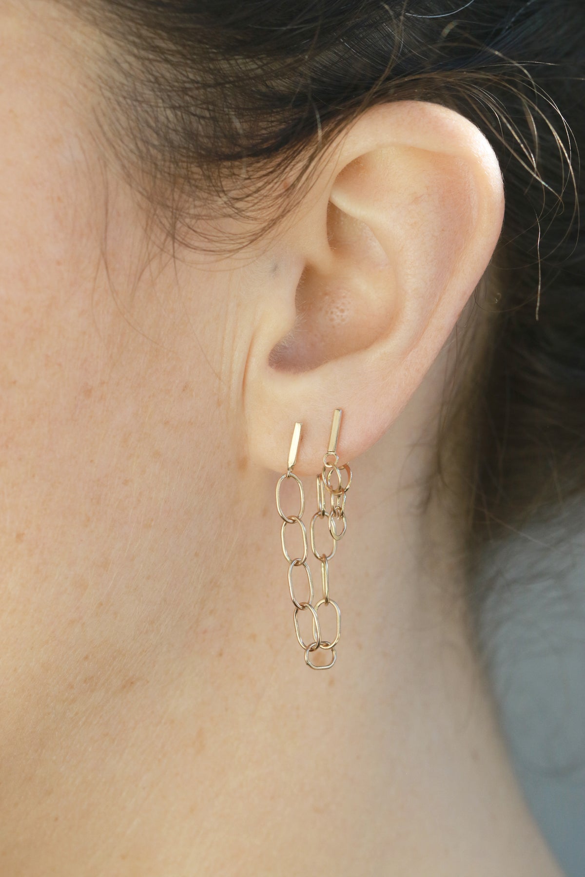 Bar and oval chain wrap earrings Silver EARRINGS 756A2778