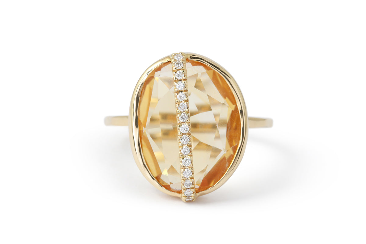 Diamond Wrapped Citrine Cocktail Ring BFCM Stock Ring 756A4429