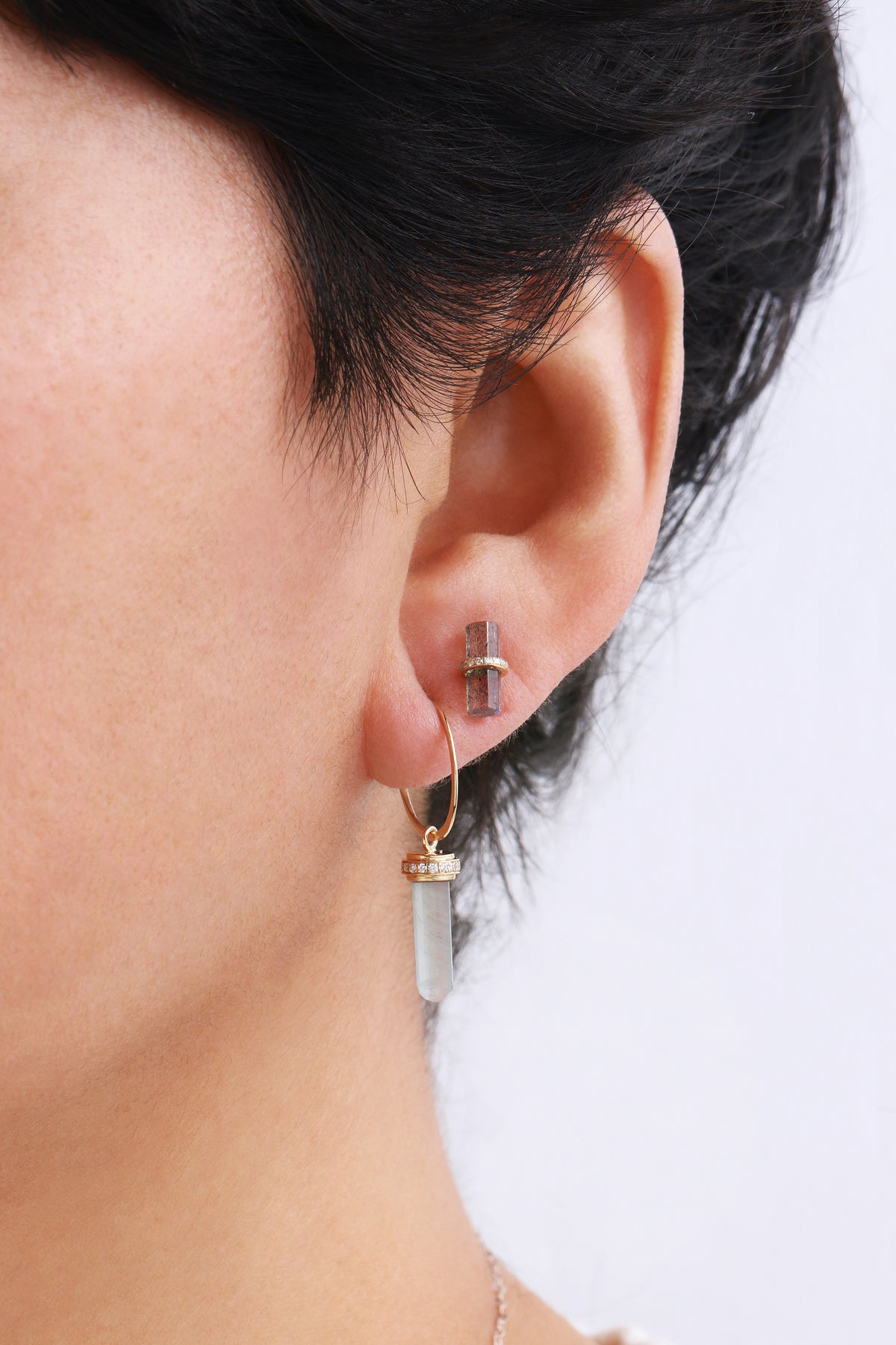 Micropave Diamond Wrapped Aquamarine Hoop Earrings EARRINGS 756A4438_efc7392f-82b6-40a7-a6c0-76d870a7c391
