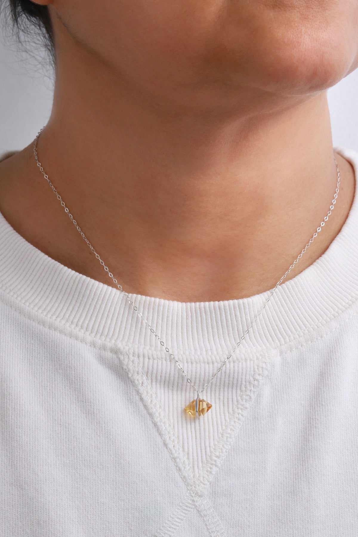 Large Bezel Wrapped Herkimer cut Citrine Necklace Sterling silver NECKLACE 756A4440