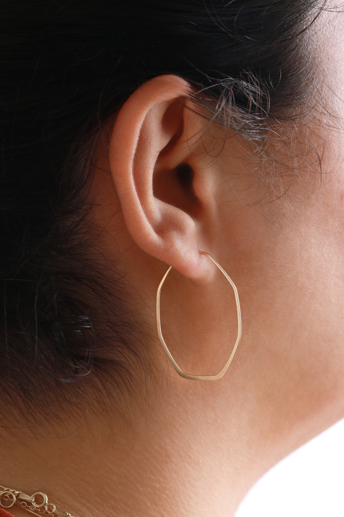 1.5 Inch Octagon Hoop Earrings PINK GOLD Earrings 756A5142