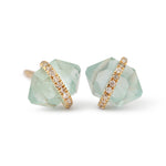 Diamond Wrapped Herkimer Cut Aquamarine Stud Earrings Earrings 756A6274