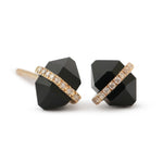 Diamond Wrapped Herkimer Cut Onyx Stud Earrings Earrings 756A6276