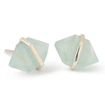 Large Herkimer Cut Bezel Wrapped Aquamarine Stud Earrings Sterling silver Earrings 756A6281
