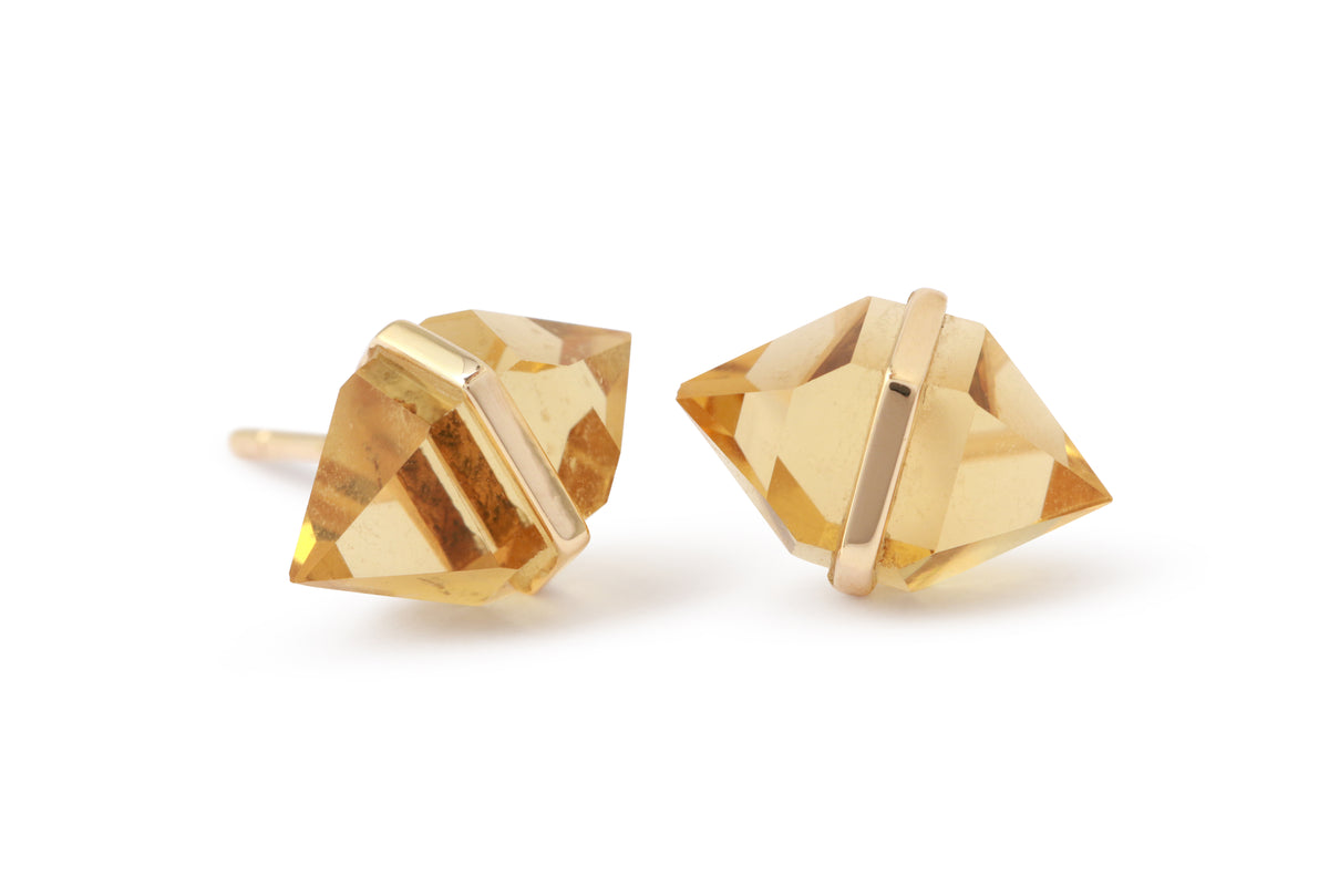Large Herkimer Cut Citrine Stud Earrings Earrings 756A6282