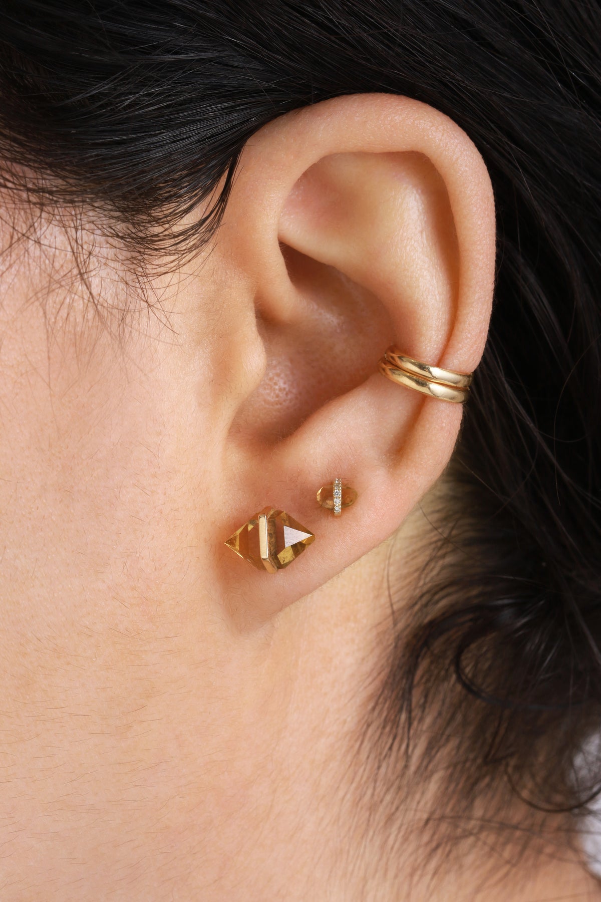 Large Herkimer Cut Citrine Stud Earrings Earrings 756A6319