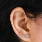 Diamond Wrapped Herkimer Cut Aquamarine Stud Earrings Earrings 756A6326