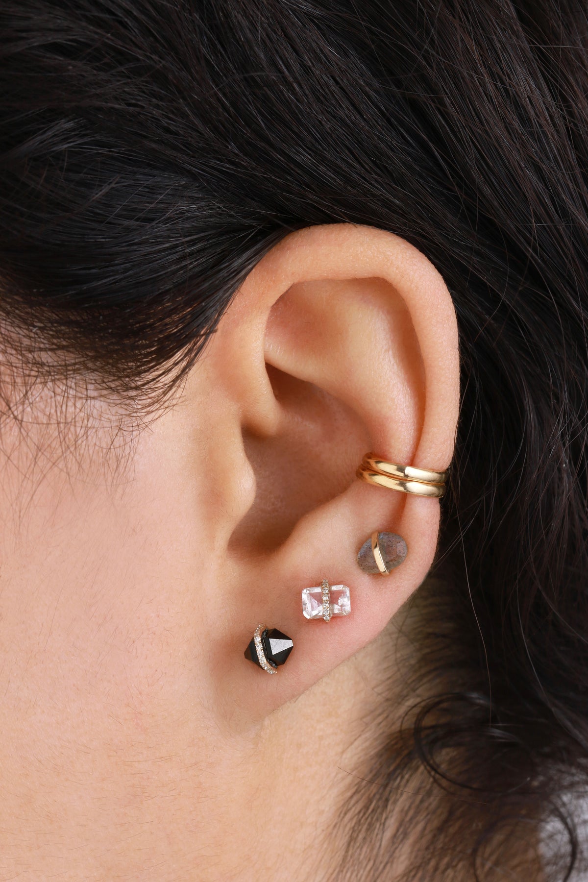 Diamond Wrapped Herkimer Cut Onyx Stud Earrings Earrings 756A6341_4deec960-ca4b-45d0-832a-8d3a4d5e7e52