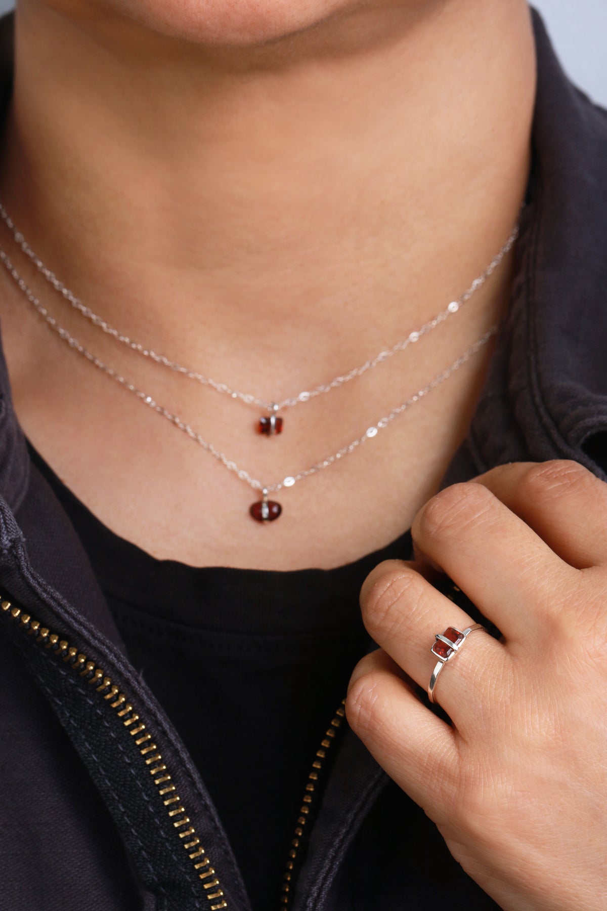 Emerald Cut Garnet Pendant Necklace Necklaces 756A6392_f6e0e86d-2b7c-4fdc-a278-9d4274a39b9d