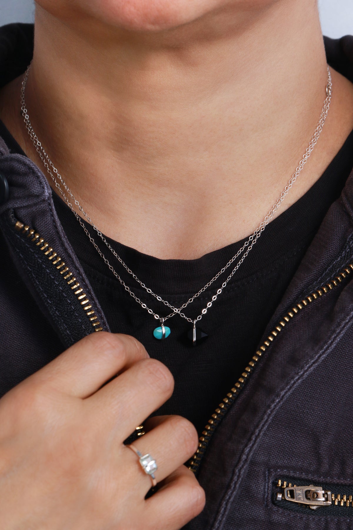 Large Bezel Wrapped Herkimer Cut Onyx Necklace Necklaces 756A6397_e31595ef-2036-4f4b-99b7-3c410ccac608