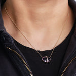 Diamond Bezel Wrapped Rose Amethyst Pendant Necklace Necklaces 756A6413