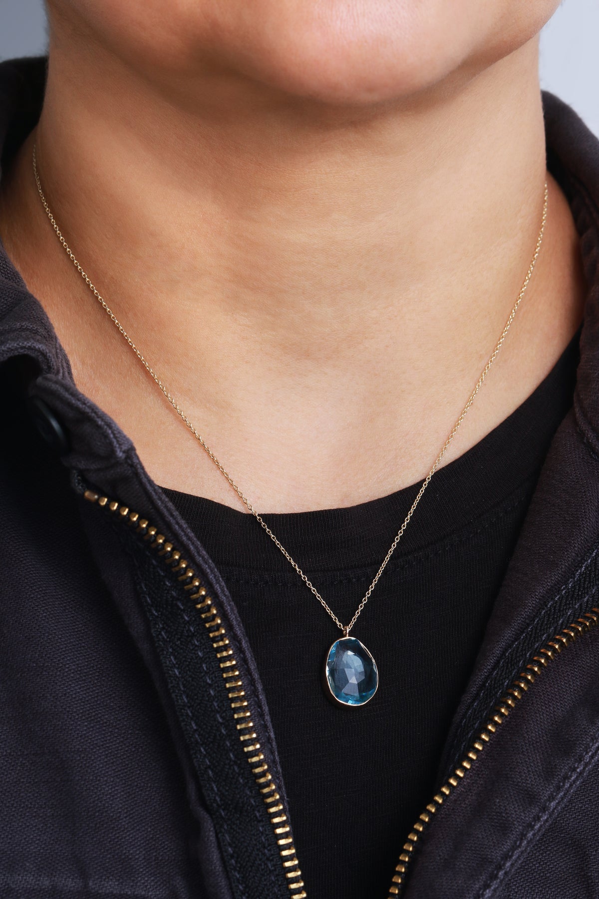 Freeform Blue Topaz Pendant Necklace Necklaces 756A6416