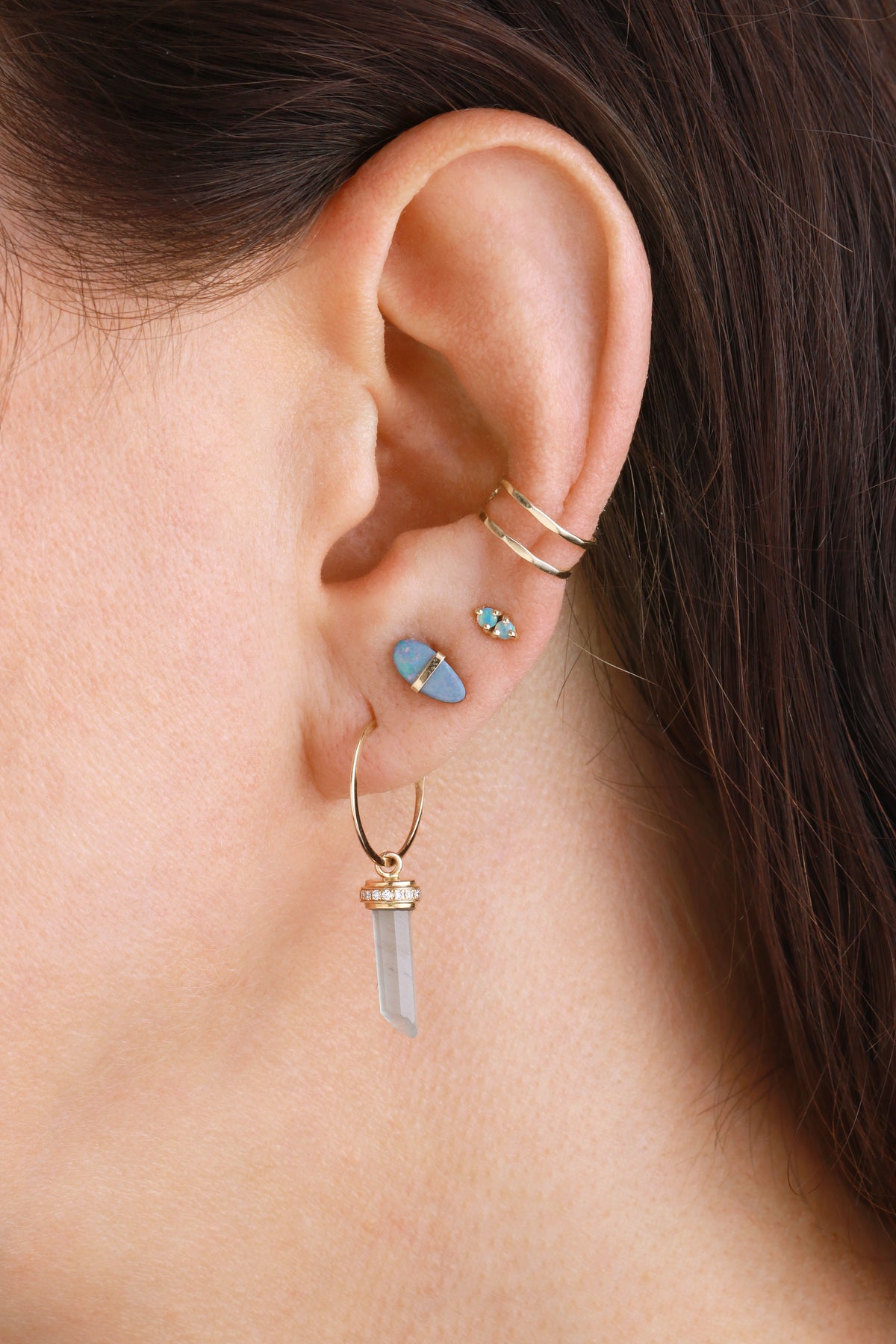 Micro Pave Diamond Bezel Wrapped Opal Stud Earrings Earrings 756A6555