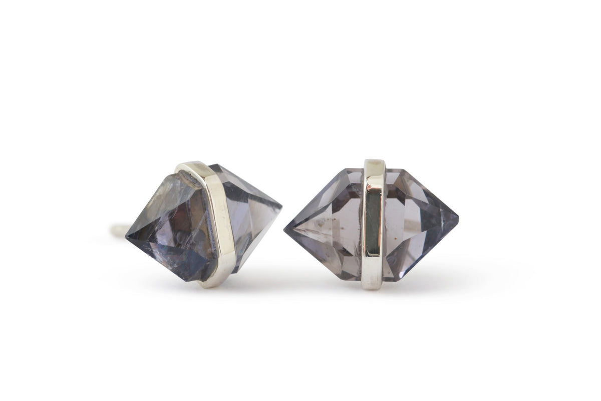 Large Herkimer Cut Iolite Stud Earrings Default Title Earrings 756A9157_91e57dbc-d101-4f29-a7c3-b36e3e871038