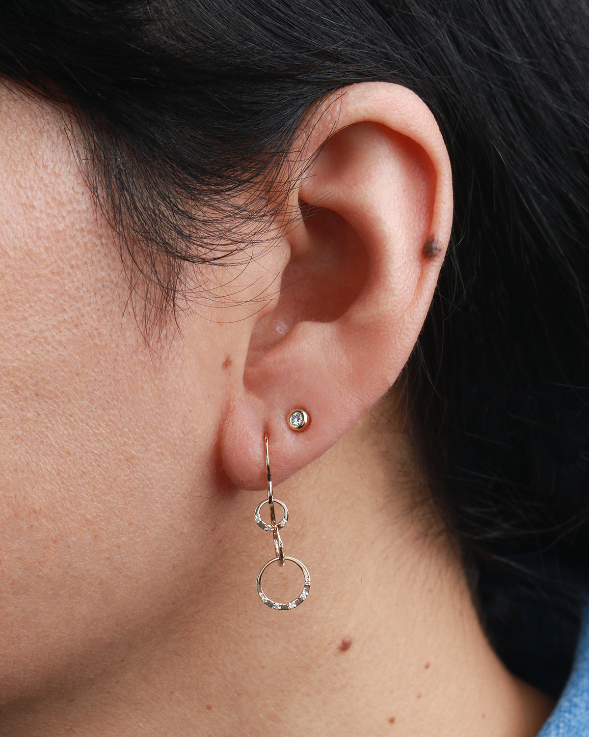 Triple Link White Diamond Drop Earrings 756A9695