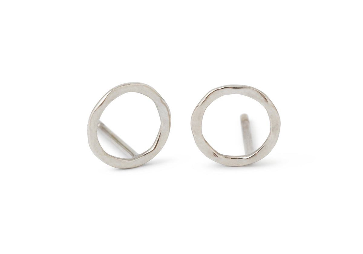 Open Circle Stud Earrings Silver Pair EARRINGS E1070