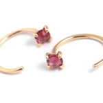 Prong-Set Gemstone Hug Earrings Garnet Gold EARRINGS E2223