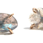 Prong Set Labradorite Stud Earrings Gold EARRINGS E2305