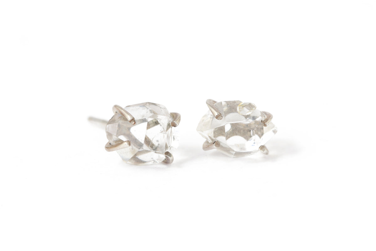 Mini Herkimer Diamond Stud Earrings Silver EARRINGS E2535
