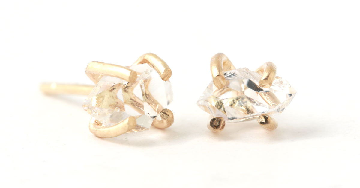 Mini Herkimer Diamond Stud Earrings Gold EARRINGS E2535_89912428-e266-43db-99f5-70ec4270a59a
