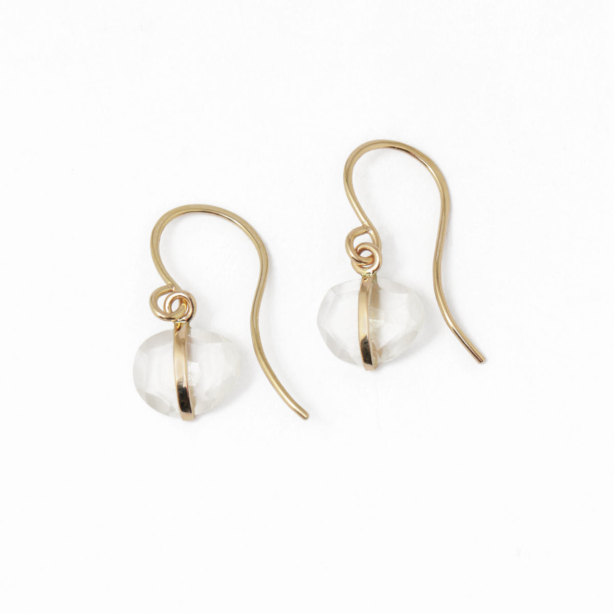 Bezel Wrapped Rainbow Moonstone Drop Earrings Earrings E2674GRMS