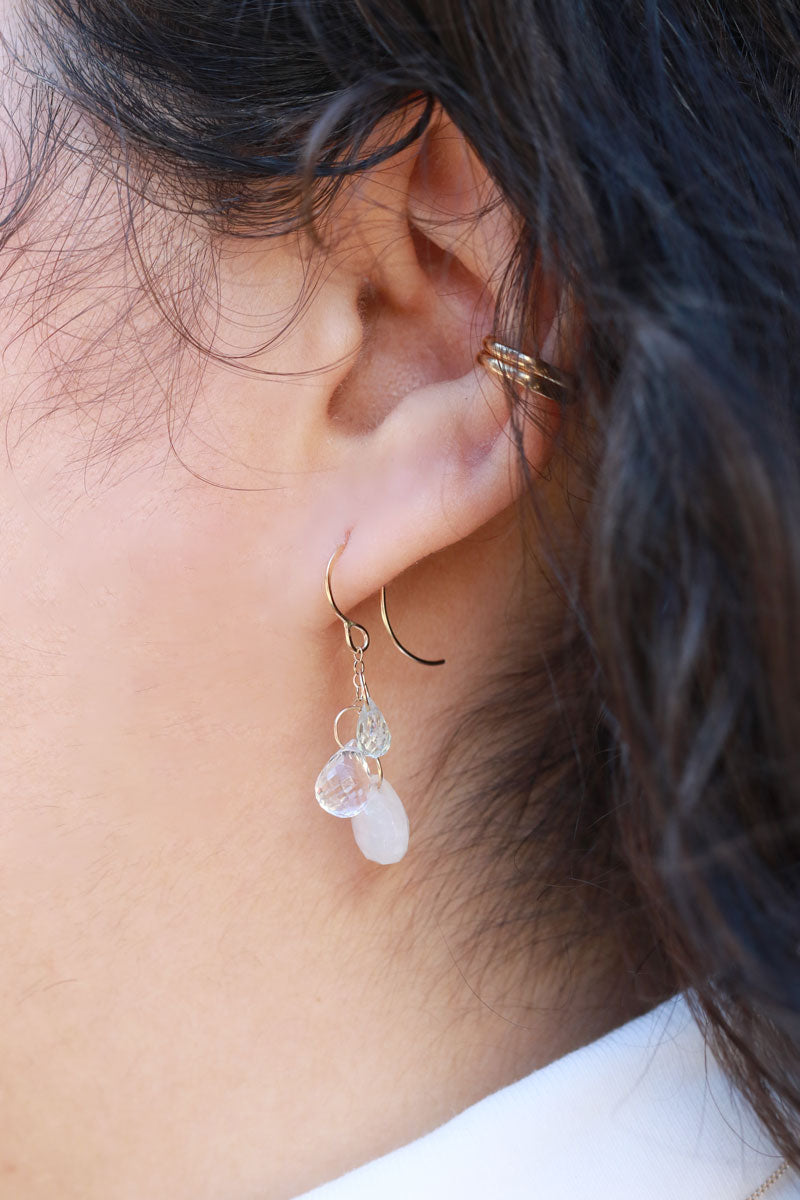 Aquamarine, White Topaz, and Moonstone Drop Earrings EARRINGS E2947G