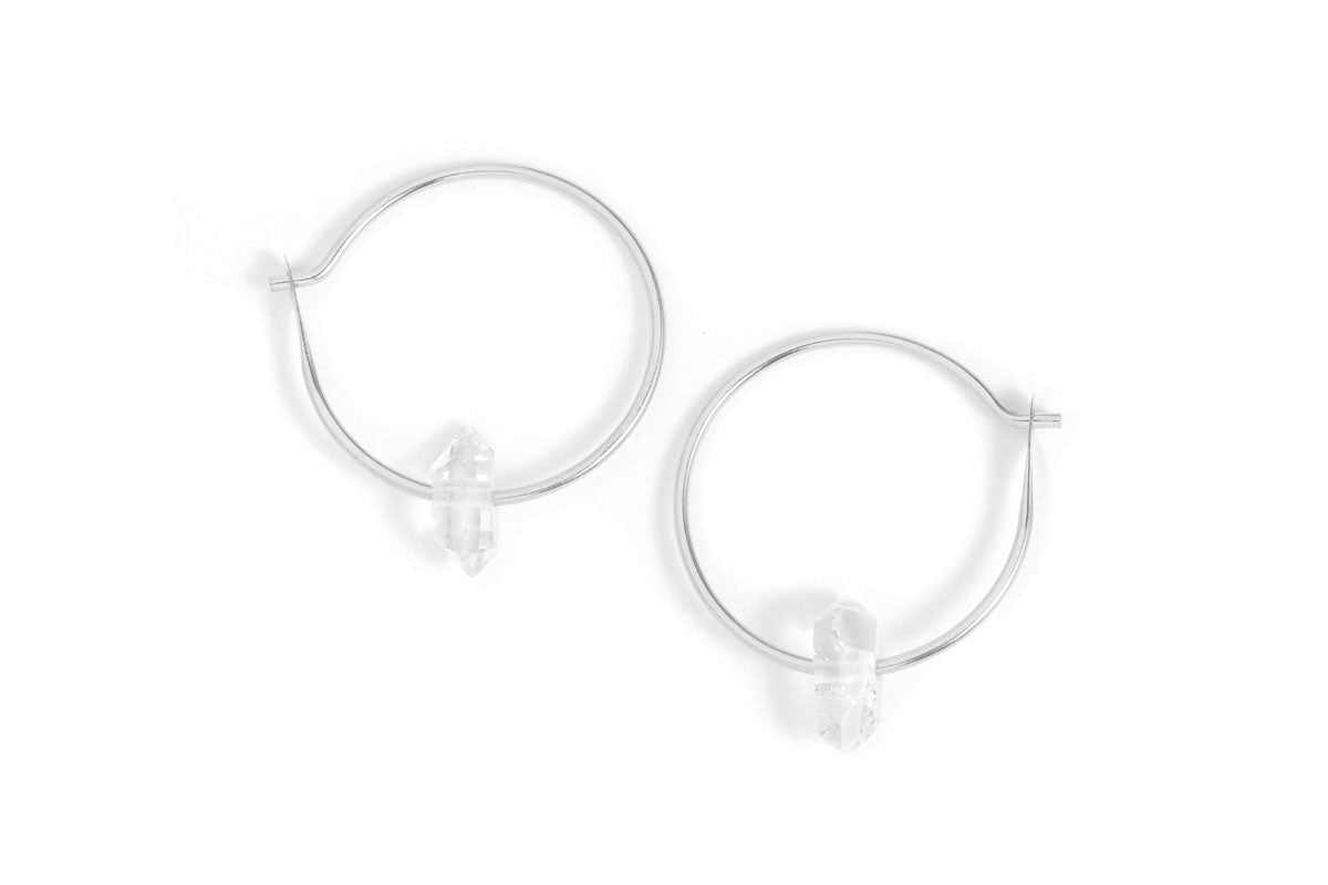 3/4 Inch Herkimer Hoop Earrings silver Earrings E3054s