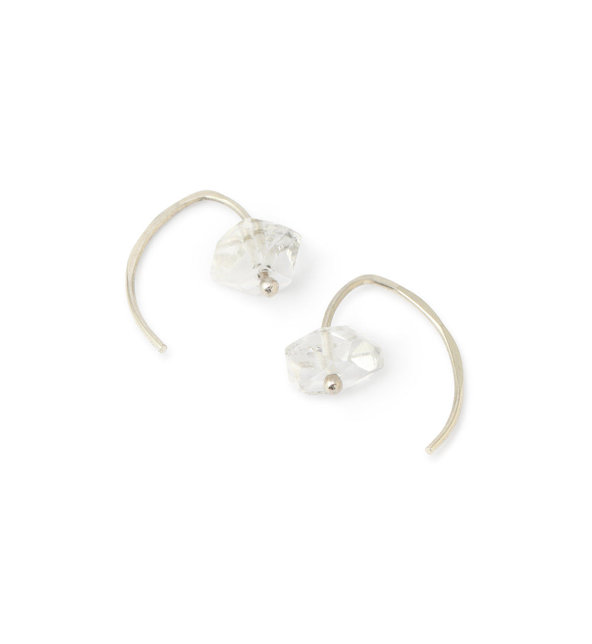 1/2 Inch Herkimer Diamond Wishbone Hoop Earrings Silver Earrings E3067-1