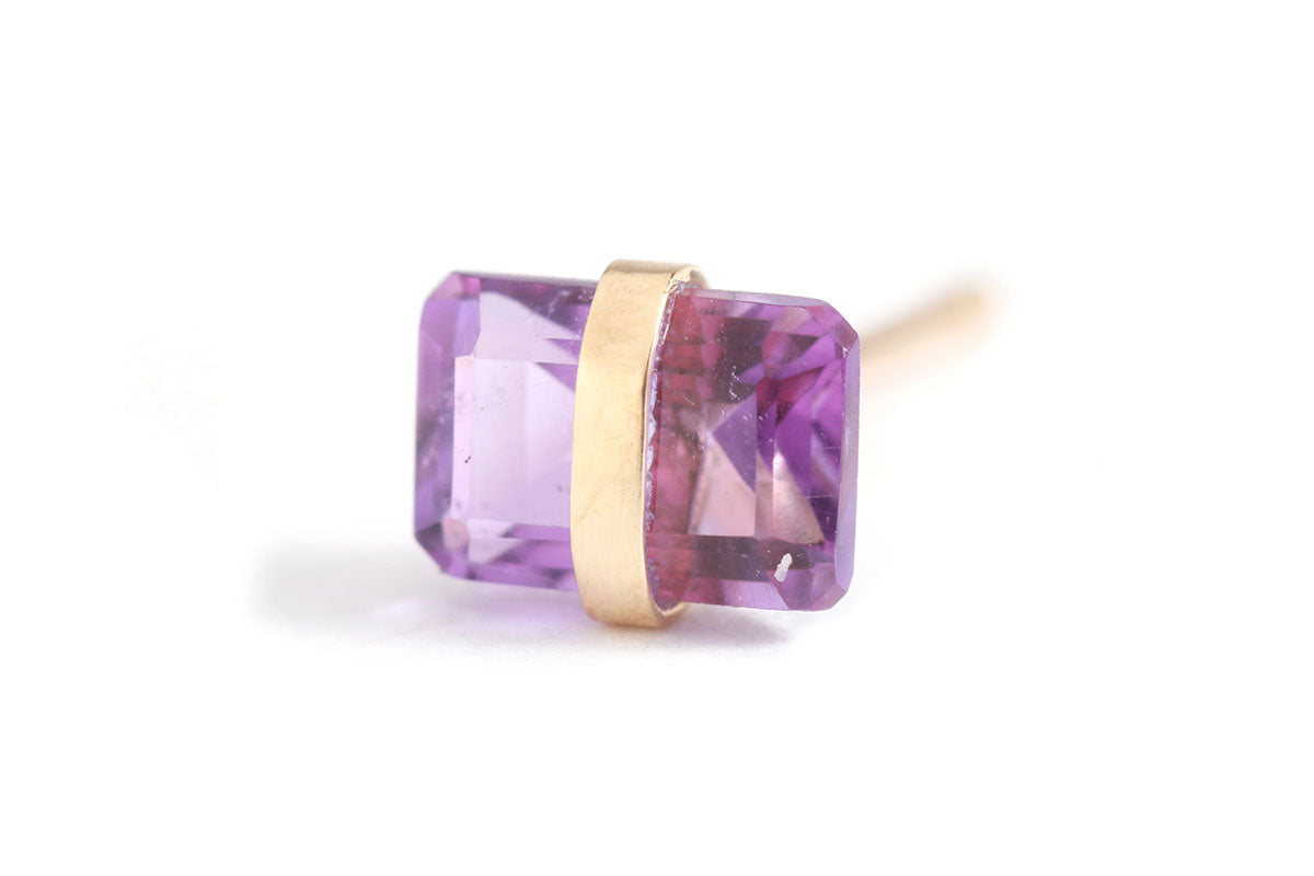 Bezel Wrapped Baguette Stud (half pair) Gold Amethyst Earrings E3111GAME_ab982ead-cd52-444b-89f9-8199f584e6cc