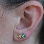 Bezel Wrapped Baguette Stud (half pair) Earrings E3111GEM-onmod_copy