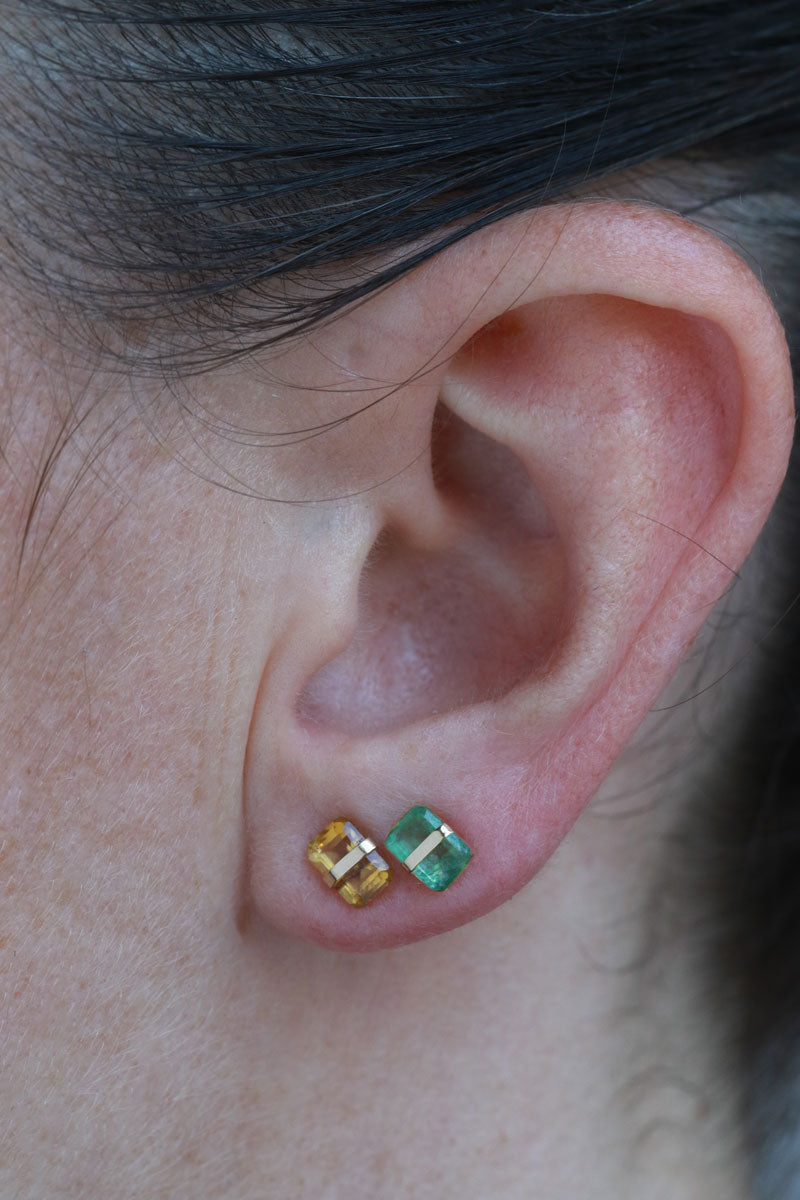Bezel Wrapped Baguette Stud (half pair) Earrings E3111GEM-onmod_copy