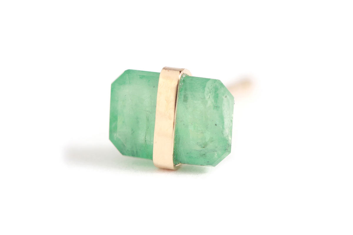 Bezel Wrapped Baguette Stud (half pair) Emerald Earrings E3111GEM_ef6c3e9e-b6c2-4e7a-bc57-1d6c4116d776
