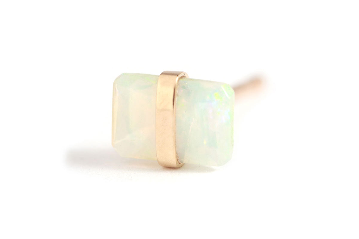 Bezel Wrapped Baguette Stud (half pair) Gold Opal Earrings E3111GOP_copy_12571f87-efa1-4165-9378-c0cb9dd9cb40