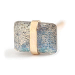 Bezel Wrapped Baguette Stud (half pair) Gold Labradorite Earrings E3111LAB