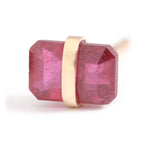 Bezel Wrapped Baguette Stud (half pair) Gold Ruby Earrings E3111R