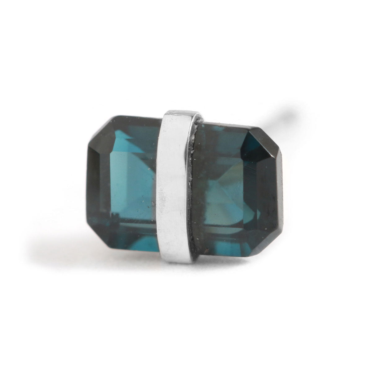 Bezel Wrapped Baguette Stud (half pair) Sterling silver London Blue Topaz Earrings E3111TOPs_copy_5fa584b8-3240-4c37-9f71-311710181d27