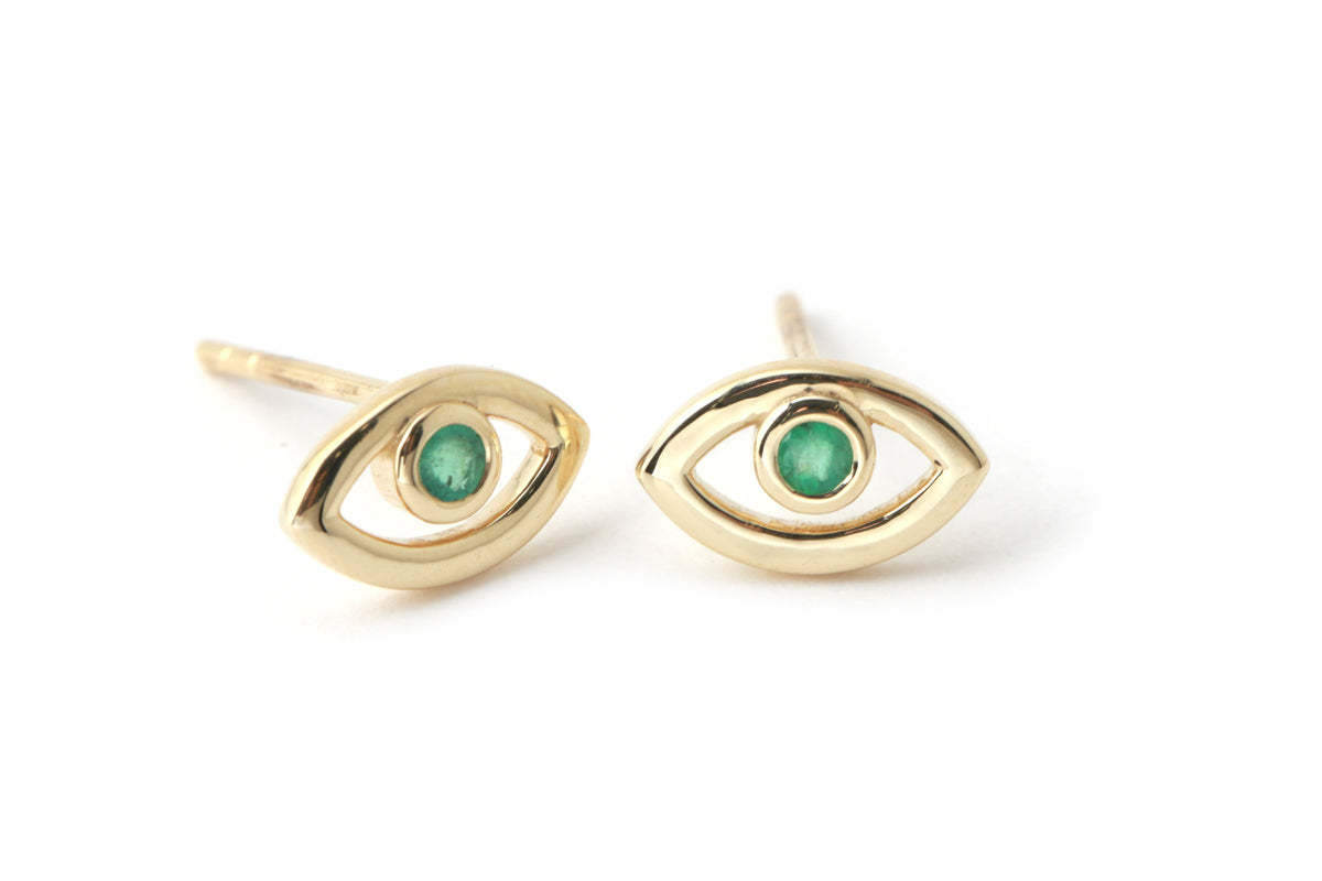 Emerald Eyes Open Stud Earrings Earrings E3158EM