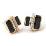 Cityscape Black Spinel and Diamond Tower Stud Earrings EARRING E3164SP