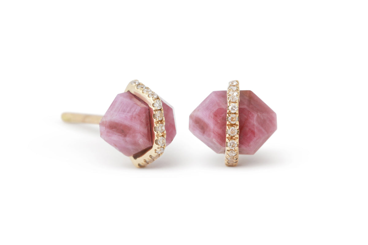 Diamond Wrapped Herkimer Cut Ruby Stud Earrings Earrings E3181R_37078400-6f80-4a5a-879c-d117bf6b9efb
