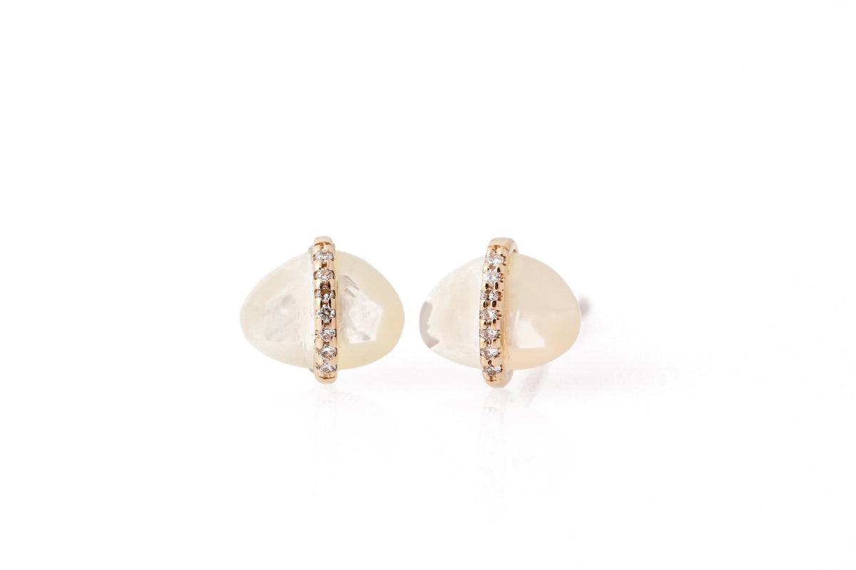 Diamond Bezel Wrapped Mother of Pearl Stud Earrings Earring E3191GMOPcopy