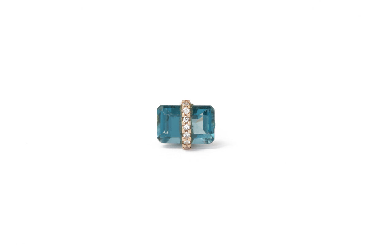 Diamond Wrapped Baguette Stud (half pair) London Blue Topaz Earrings E3195GLBT