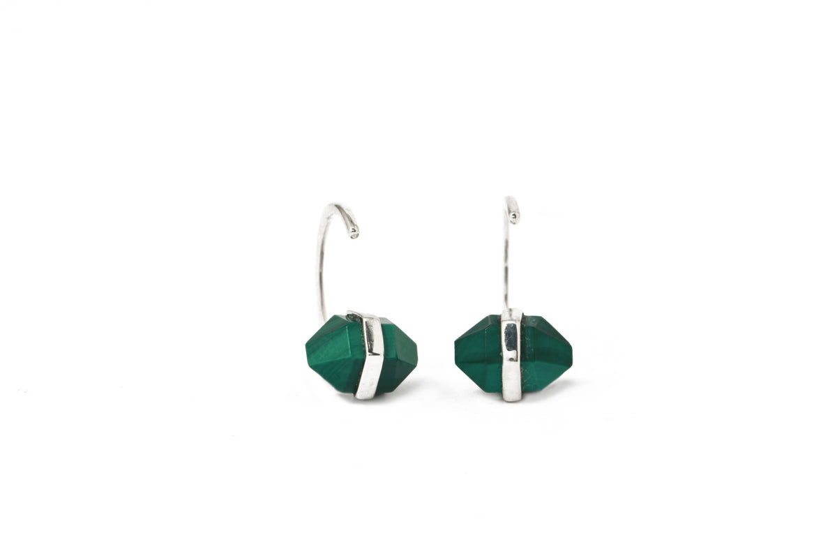 Herkimer Cut Malachite Hug Earrings Earring E3211MAL