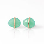 Large Bezel Wrapped Freeform Stud Earrings Chrysoprase Earrings E3212GCHcopy