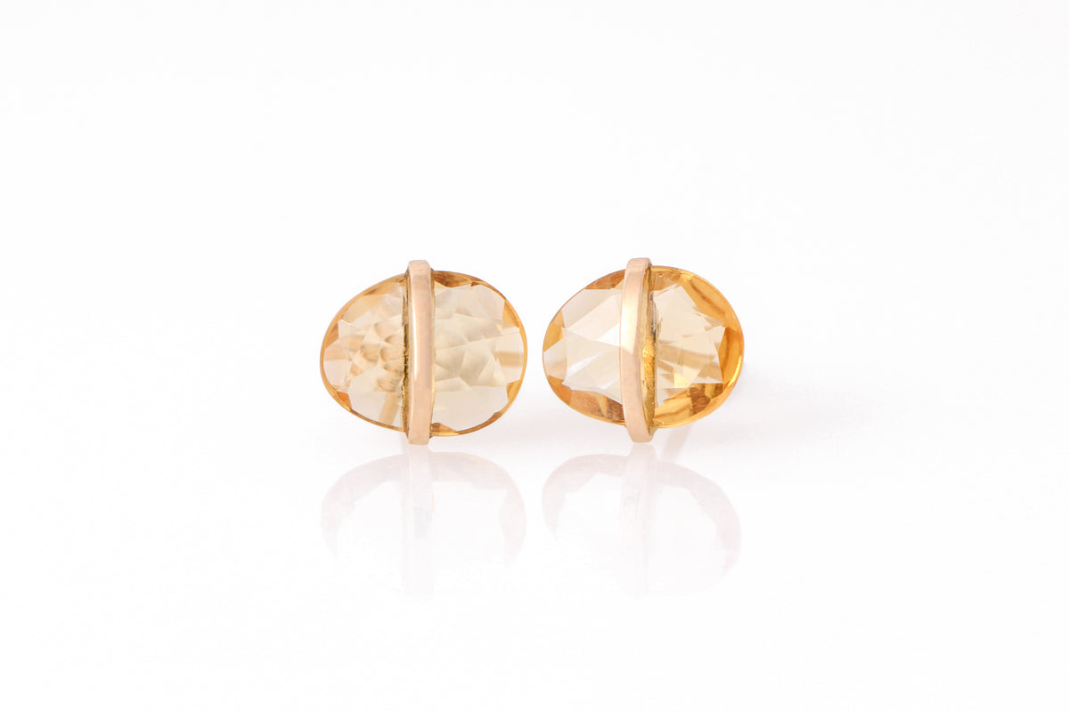 Large Bezel Wrapped Freeform Stud Earrings Citrine Earrings E3212GCITcopy