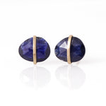 Large Bezel Wrapped Freeform Stud Earrings Lapis Earrings E3212GLAPcopy