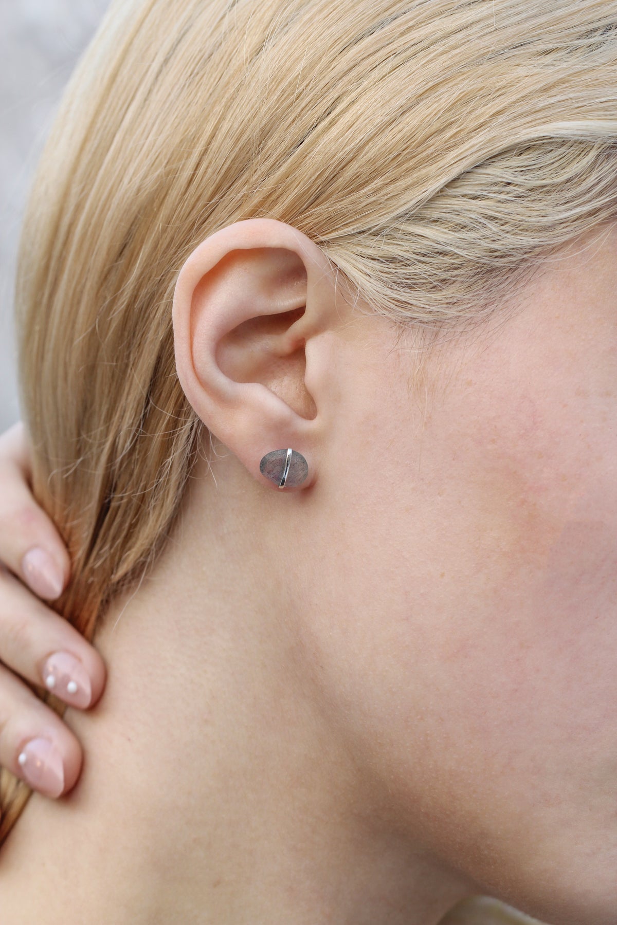 Large Bezel Wrapped Freeform Stud Earrings Earrings E3212LABOMcopy