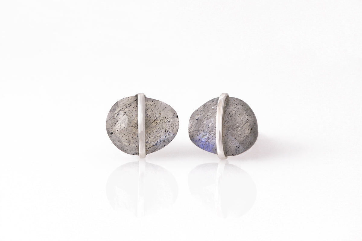 Large Bezel Wrapped Freeform Stud Earrings Labradorite Earrings E3212LABcopy