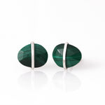 Large Bezel Wrapped Freeform Stud Earrings Malachite Earrings E3212MALcopy